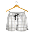 White And Grey Plaid Pattern Print Women's Shorts