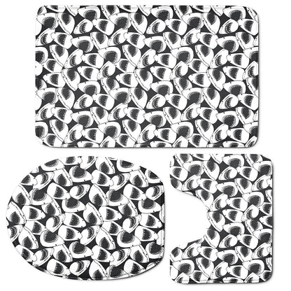 White And Grey Shark Pattern Print 3 Piece Bath Mat Set