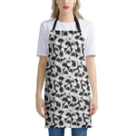 White And Grey Shark Pattern Print Apron