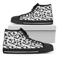 White And Grey Shark Pattern Print Black High Top Sneakers