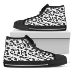 White And Grey Shark Pattern Print Black High Top Shoes