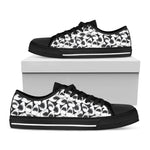 White And Grey Shark Pattern Print Black Low Top Shoes