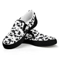 White And Grey Shark Pattern Print Black Slip On Sneakers
