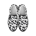 White And Grey Shark Pattern Print Black Slip On Shoes