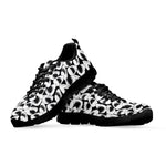 White And Grey Shark Pattern Print Black Sneakers