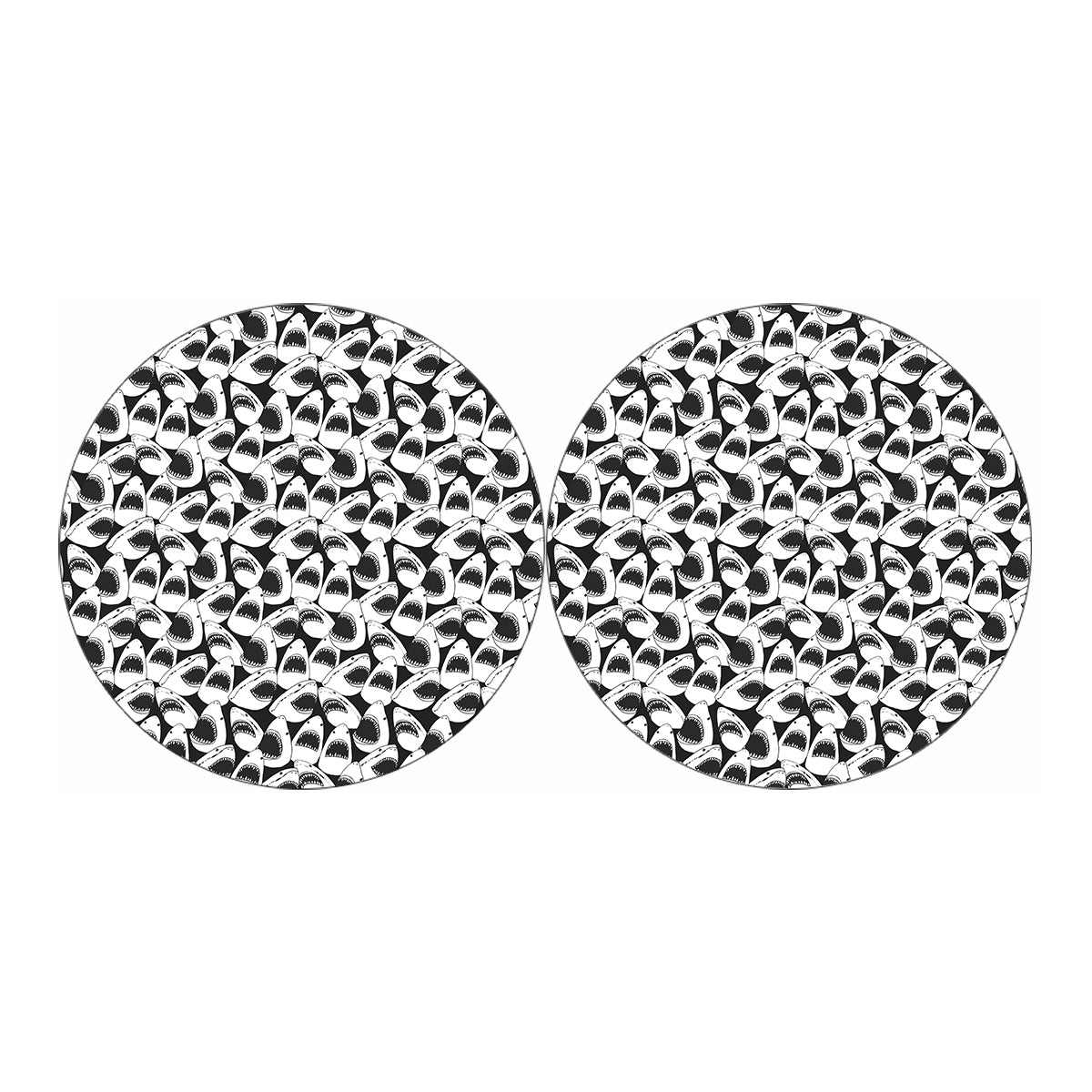 White And Grey Shark Pattern Print Car Coasters