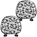 White And Grey Shark Pattern Print Car Headrest Covers
