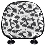 White And Grey Shark Pattern Print Car Headrest Covers
