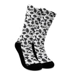 White And Grey Shark Pattern Print Crew Socks
