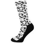 White And Grey Shark Pattern Print Crew Socks