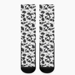 White And Grey Shark Pattern Print Crew Socks