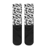 White And Grey Shark Pattern Print Crew Socks