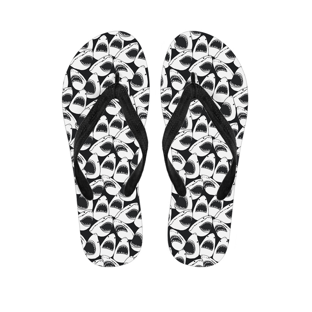 White And Grey Shark Pattern Print Flip Flops