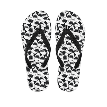 White And Grey Shark Pattern Print Flip Flops