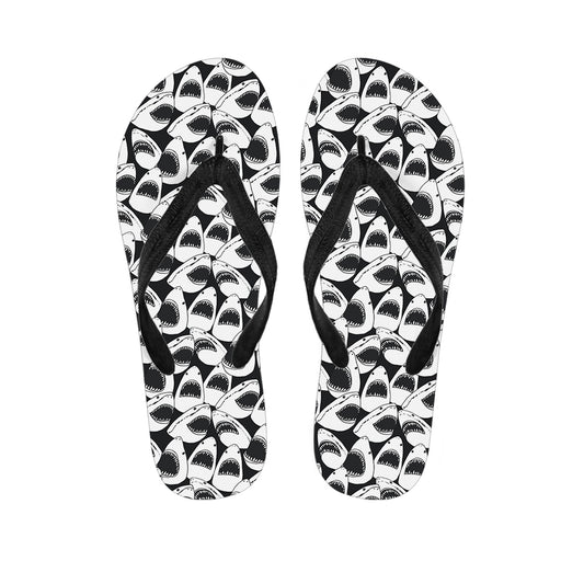White And Grey Shark Pattern Print Flip Flops