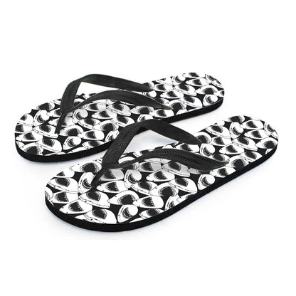 White And Grey Shark Pattern Print Flip Flops