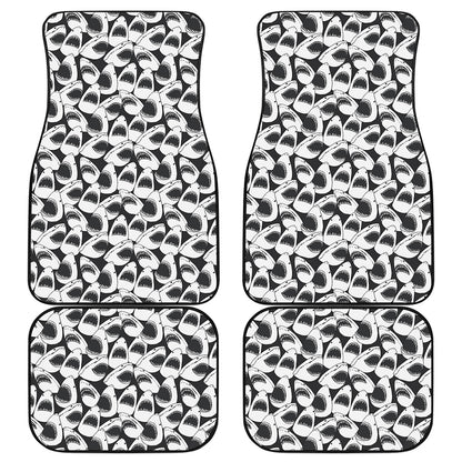 White And Grey Shark Pattern Print Front and Back Car Floor Mats