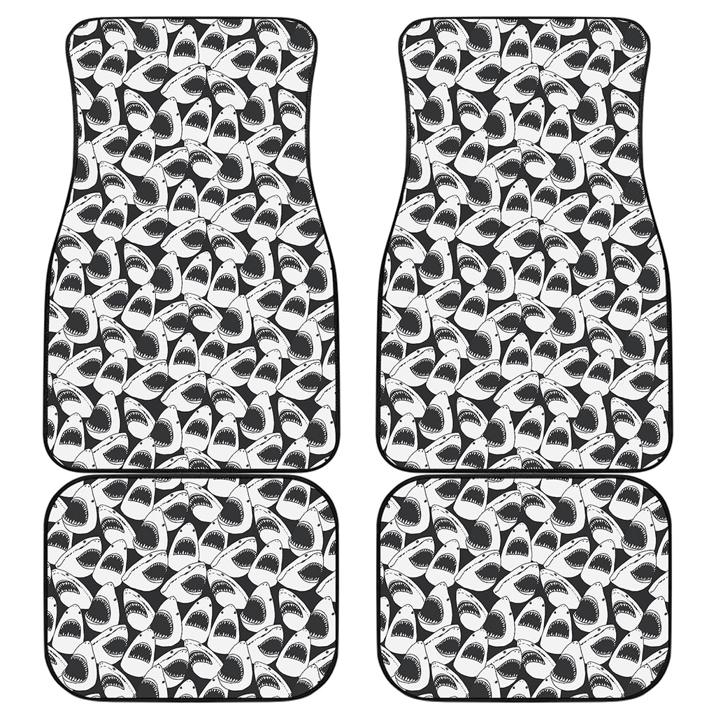 White And Grey Shark Pattern Print Front and Back Car Floor Mats