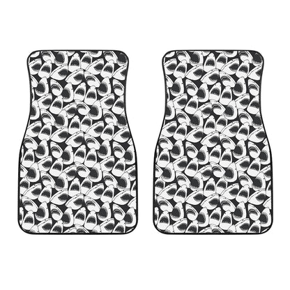 White And Grey Shark Pattern Print Front Car Floor Mats