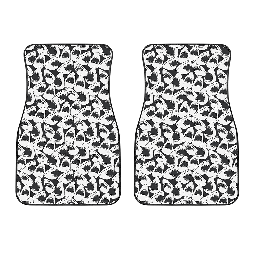 White And Grey Shark Pattern Print Front Car Floor Mats