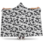 White And Grey Shark Pattern Print Hooded Blanket