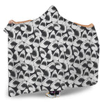 White And Grey Shark Pattern Print Hooded Blanket