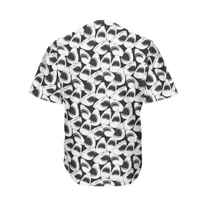 White And Grey Shark Pattern Print Men's Baseball Jersey