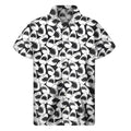 White And Grey Shark Pattern Print Men's Short Sleeve Shirt