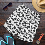 White And Grey Shark Pattern Print Men's Shorts