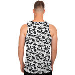 White And Grey Shark Pattern Print Men's Tank Top