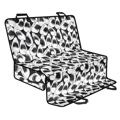 White And Grey Shark Pattern Print Pet Car Back Seat Cover