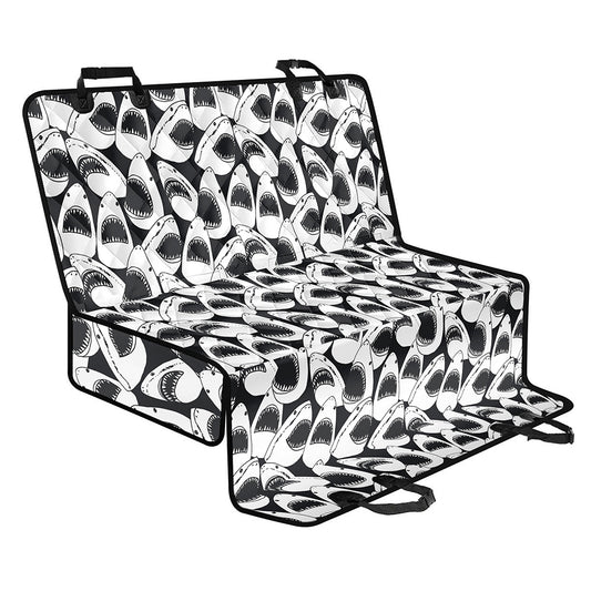 White And Grey Shark Pattern Print Pet Car Back Seat Cover