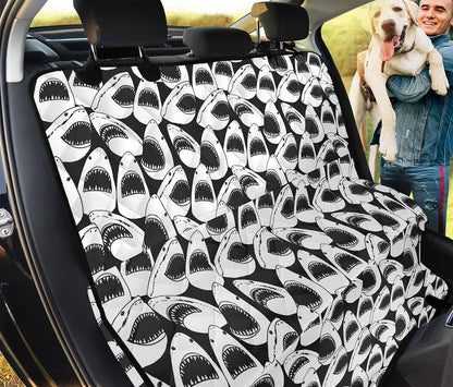 White And Grey Shark Pattern Print Pet Car Back Seat Cover