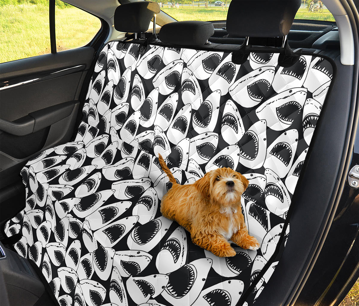 White And Grey Shark Pattern Print Pet Car Back Seat Cover