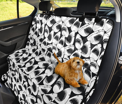 White And Grey Shark Pattern Print Pet Car Back Seat Cover