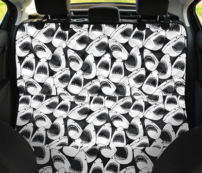 White And Grey Shark Pattern Print Pet Car Back Seat Cover