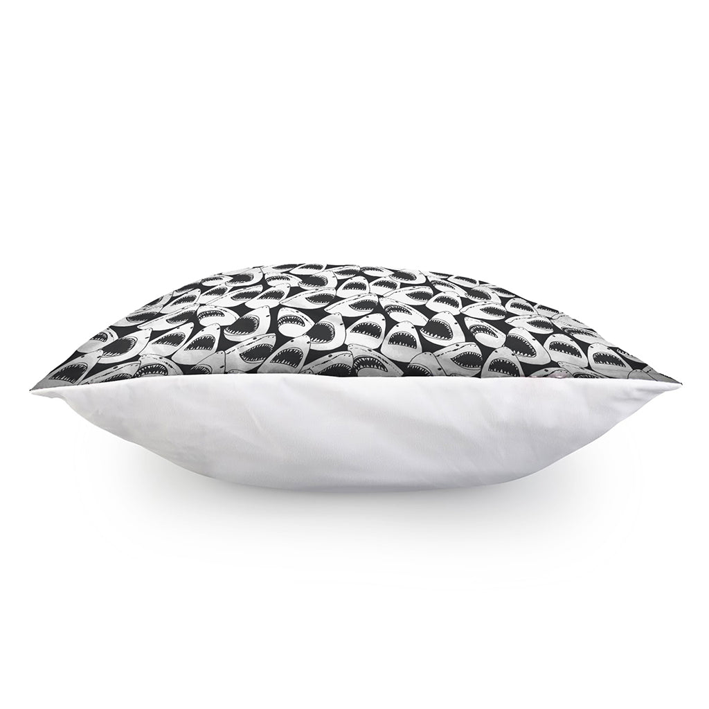 White And Grey Shark Pattern Print Pillow Cover