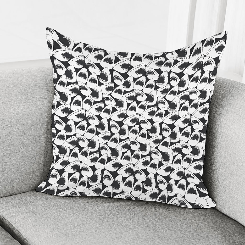 White And Grey Shark Pattern Print Pillow Cover