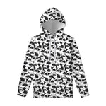 White And Grey Shark Pattern Print Pullover Hoodie