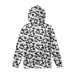 White And Grey Shark Pattern Print Pullover Hoodie
