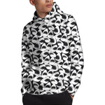 White And Grey Shark Pattern Print Pullover Hoodie