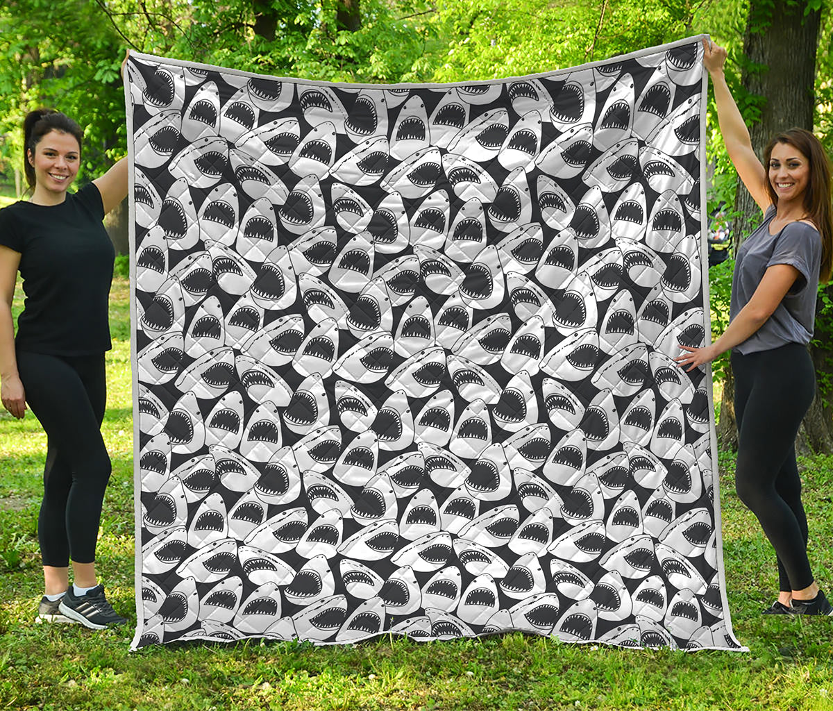 White And Grey Shark Pattern Print Quilt