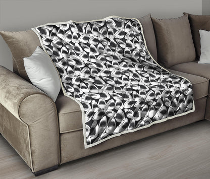 White And Grey Shark Pattern Print Quilt