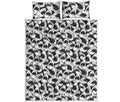 White And Grey Shark Pattern Print Quilt Bed Set