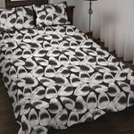 White And Grey Shark Pattern Print Quilt Bed Set