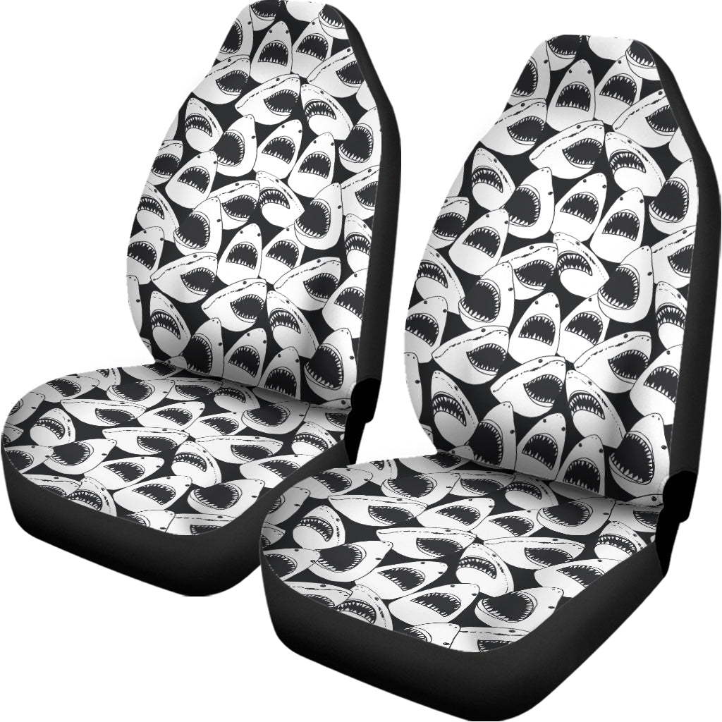 White And Grey Shark Pattern Print Universal Fit Car Seat Covers