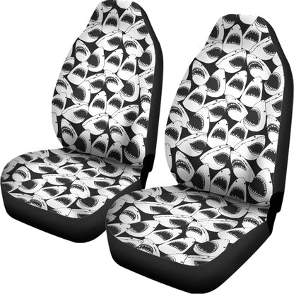White And Grey Shark Pattern Print Universal Fit Car Seat Covers