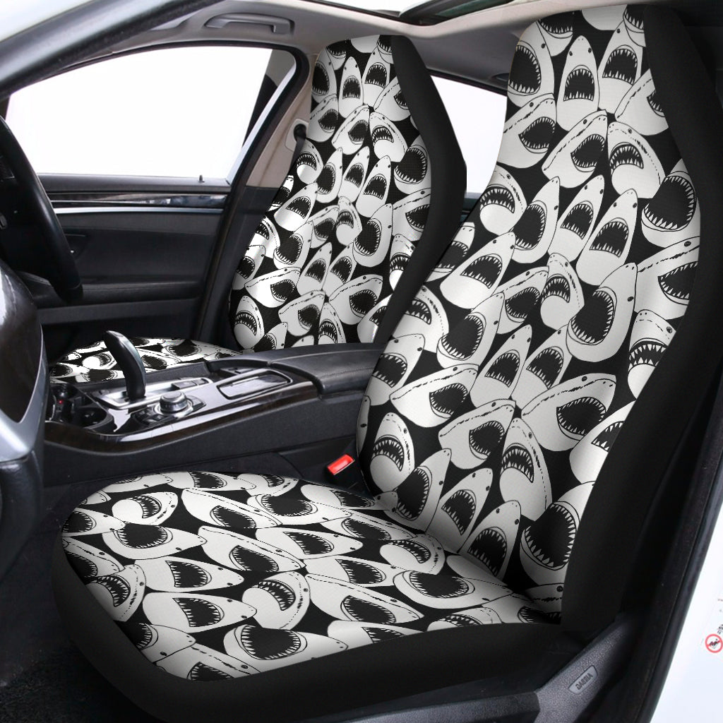 White And Grey Shark Pattern Print Universal Fit Car Seat Covers