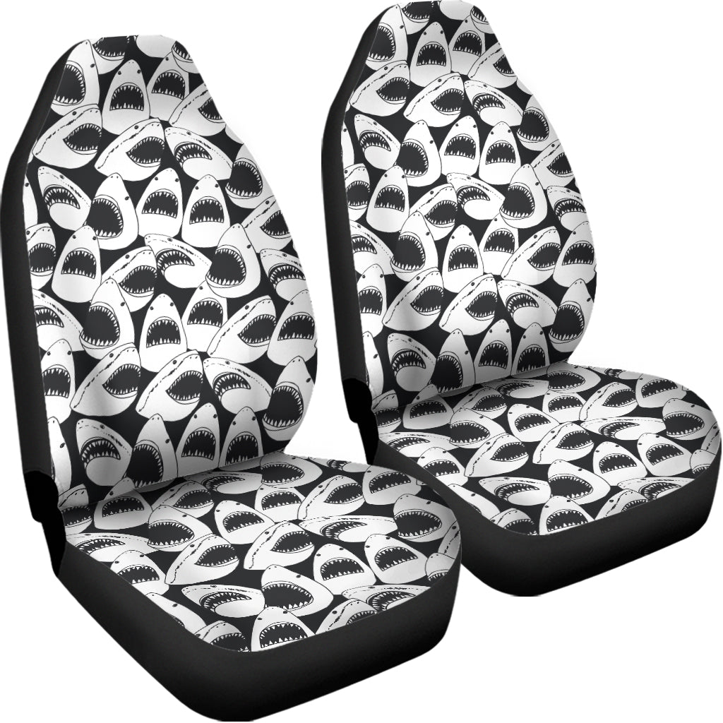 White And Grey Shark Pattern Print Universal Fit Car Seat Covers