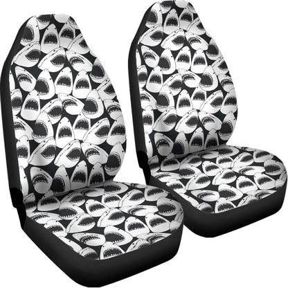 White And Grey Shark Pattern Print Universal Fit Car Seat Covers